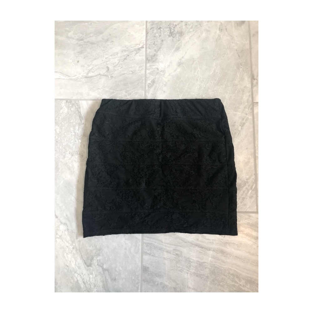 Black lace body con skirt